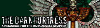 The Dark Fortress logo green banner