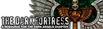 The Dark Fortress logo white banner